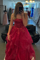 Load image into Gallery viewer, Sparkly Sage Spaghetti straps A Line Corset Long Formal Dress