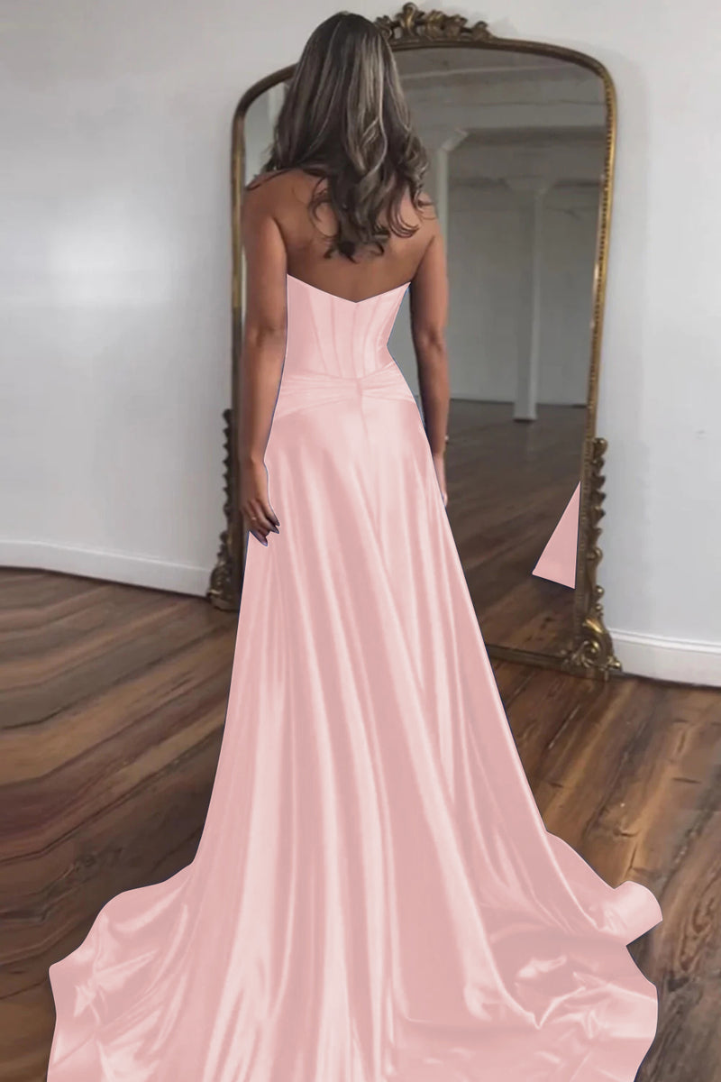 Load image into Gallery viewer, Royal Blue A-Line Corset Satin Long Formal Dress with Slit