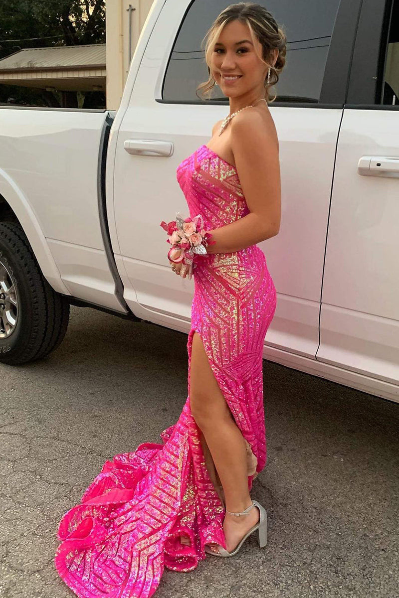 Load image into Gallery viewer, Sky Blue Sequins Strapless Long Formal Dress