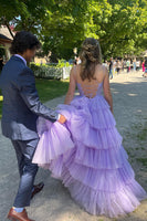 Load image into Gallery viewer, Lilac Tulle Tiered Princess Corset Formal Dress with Appliques