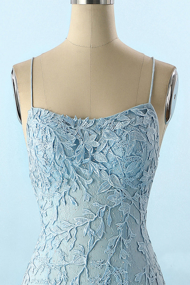 Load image into Gallery viewer, Blue Spaghetti Straps Backless Formal Dress
