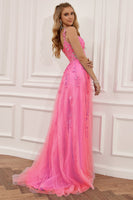 Load image into Gallery viewer, Light Green Off the Shoulder Formal Dress with Appliques