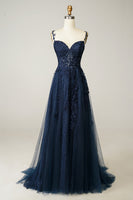 Load image into Gallery viewer, Light Green Off the Shoulder Formal Dress with Appliques