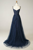 Load image into Gallery viewer, Charcoal Off the Shoulder Formal Dress with Appliques