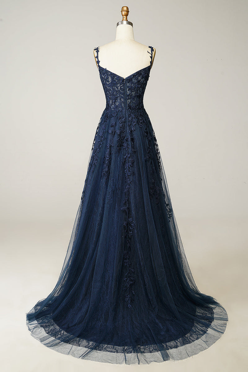 Load image into Gallery viewer, Charcoal Off the Shoulder Formal Dress with Appliques
