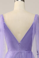 Load image into Gallery viewer, Glitter Purple A-Line Long Formal Dress with 3D Flowers