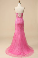 Load image into Gallery viewer, Sweetheart Light Blue Corset Long Lace Formal Dress with Slit