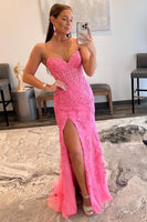 Load image into Gallery viewer, Sweetheart Light Blue Corset Long Lace Formal Dress with Slit