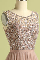 Load image into Gallery viewer, Tulle Pink Long Formal Dress with Beading