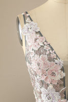 Load image into Gallery viewer, A-Line Deep V-Neck Pink Formal Dress with Appliques