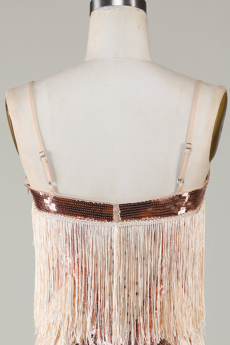 Load image into Gallery viewer, Black Spaghetti Straps Sequins 1920s Dress with Fringes