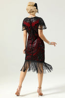 Load image into Gallery viewer, 1920 Black&Red Sequins Dress with Batwing Sleeves