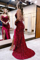 Load image into Gallery viewer, Sparkly Royal Blue Sequins Long Mermaid Formal Dress with Feathers