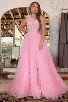 Load image into Gallery viewer, Red One Shoulder Corset Tiered Long Formal Dress with Ruffles