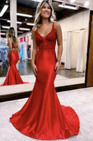 Load image into Gallery viewer, Sparkly Navy Beaded Open Back Mermaid Long Formal Dress