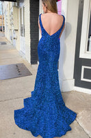 Load image into Gallery viewer, Blue Sequins Mermaid Formal Dress