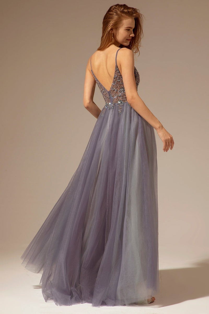 Load image into Gallery viewer, Spaghetti Straps Long Formal Dress With Slit