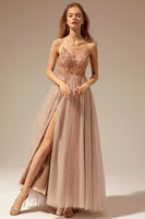 Load image into Gallery viewer, Spaghetti Straps Long Formal Dress With Slit