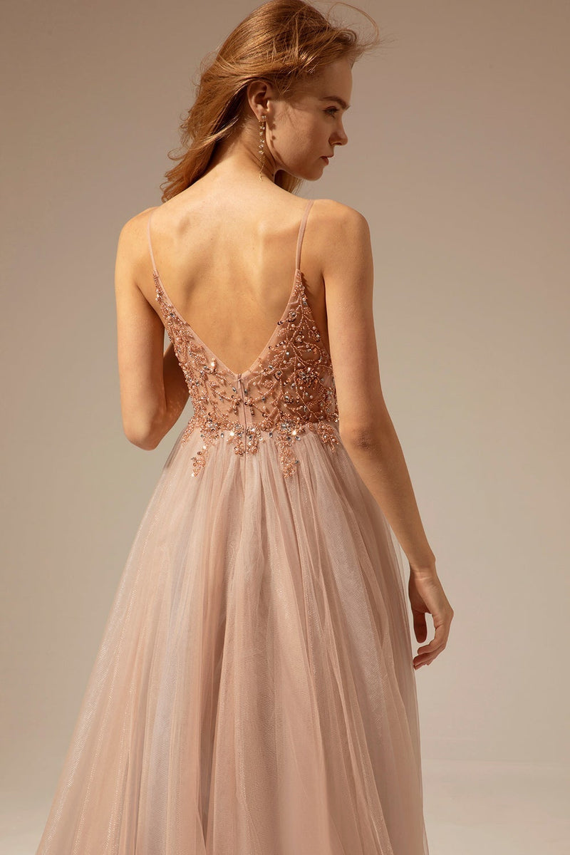 Load image into Gallery viewer, Spaghetti Straps Long Formal Dress With Slit