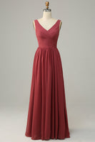Load image into Gallery viewer, V Neck Open Back Desert Rose Bridesmaid Dress