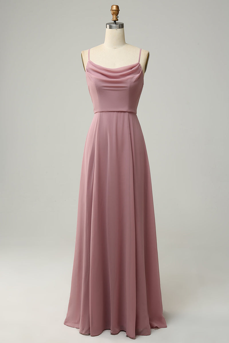 Load image into Gallery viewer, Spaghetti Straps A Line Sleeveless Long Bridesmaid Dress