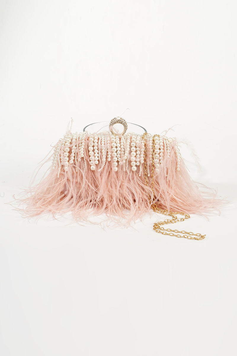 Load image into Gallery viewer, Vintage Ostrich Feather Blush Evening Bag