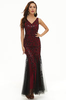 Load image into Gallery viewer, Leaves Sequins Tulle Long Formal Dress