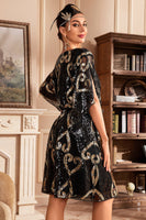 Load image into Gallery viewer, White Sparkly Batwing 1920s Dress with Sequins