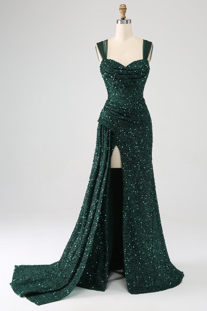 Sheath Tea-Length Ruffles Dress Dark Green Plus Size