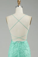 Load image into Gallery viewer, Blue Mermaid Tulle Backless Long Formal Dress with Lace