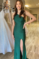 Load image into Gallery viewer, Sheath One Shoulder Royal Blue Long Formal Dress with Beading