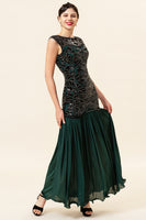 Load image into Gallery viewer, Green 1920s Sequined Flapper Dress