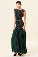 Load image into Gallery viewer, Black&Gold 1920s Sequined Flapper Dress
