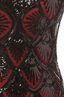 Load image into Gallery viewer, Red&Black 1920s Flapper Glitter Dresses