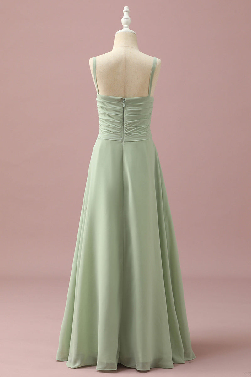 Load image into Gallery viewer, Sage Straps Chiffon Junior Bridesmaid Dress
