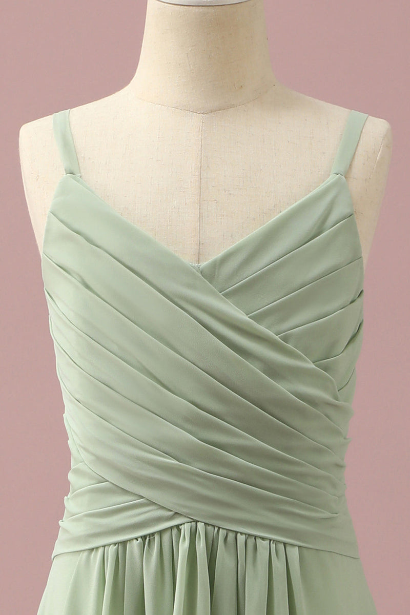 Load image into Gallery viewer, Sage Straps Chiffon Junior Bridesmaid Dress