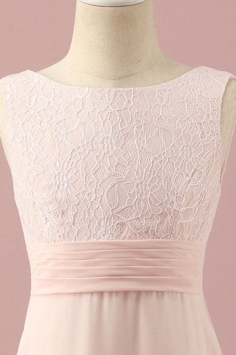Load image into Gallery viewer, Light Pink Lace and Chiffon Junior Bridesmaid Dress