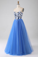 Load image into Gallery viewer, A-Line Sweetheart Mirror Royal Blue Long Formal Dress