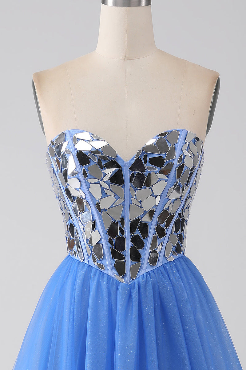 Load image into Gallery viewer, A-Line Sweetheart Mirror Royal Blue Long Formal Dress