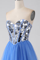 Load image into Gallery viewer, A-Line Sweetheart Mirror Royal Blue Long Formal Dress