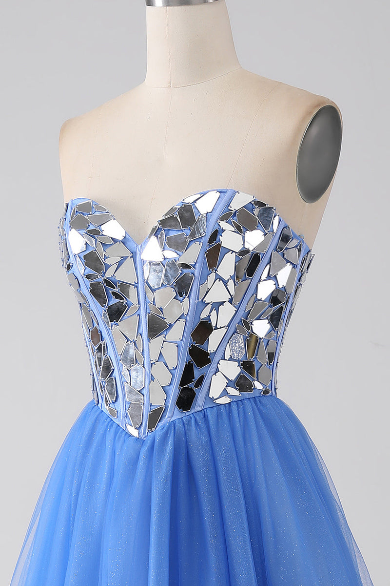 Load image into Gallery viewer, A-Line Sweetheart Mirror Royal Blue Long Formal Dress