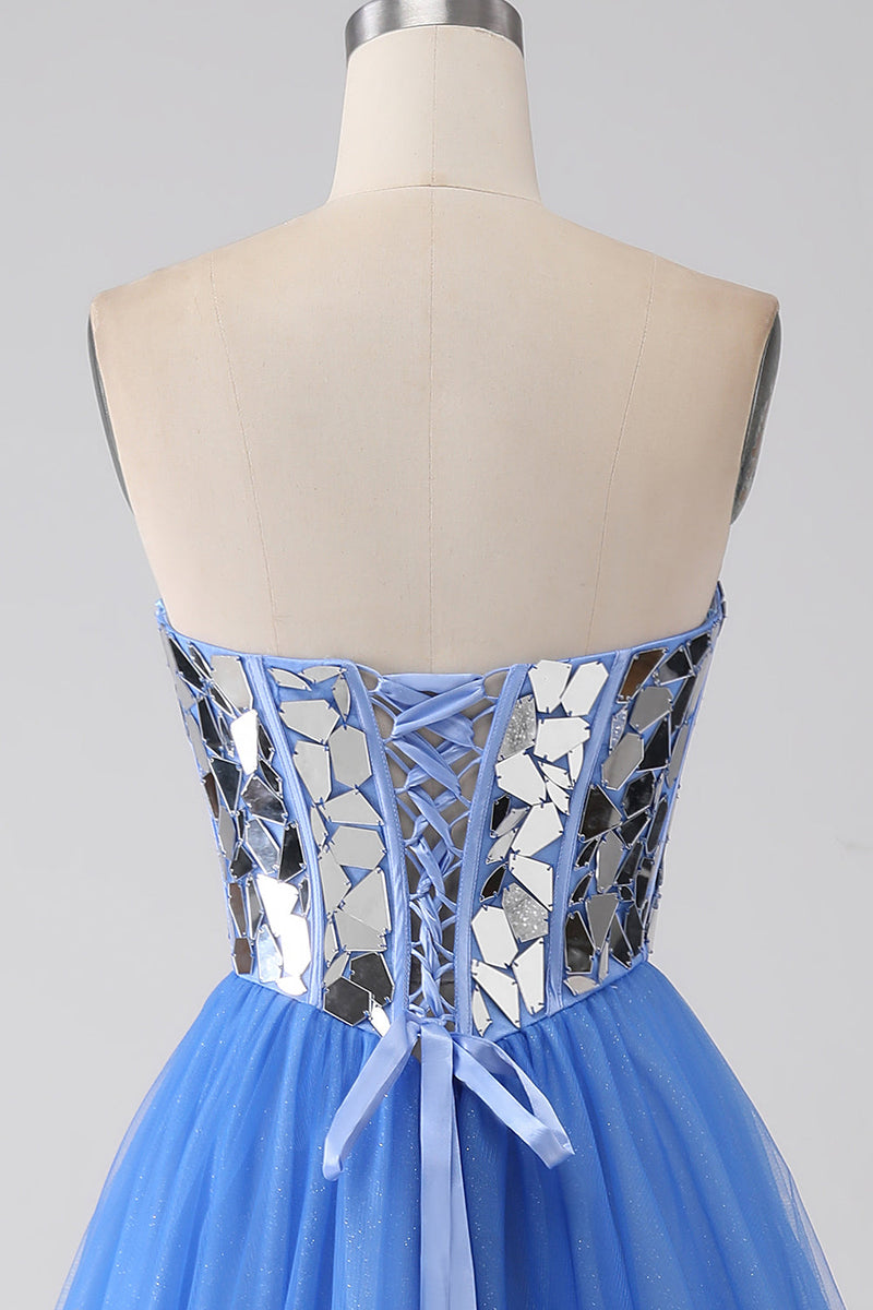 Load image into Gallery viewer, A-Line Sweetheart Mirror Royal Blue Long Formal Dress