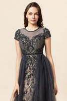 Load image into Gallery viewer, Sparkly Dark Grey Beaded Long Formal Dress