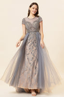 Load image into Gallery viewer, Sparkly Dark Grey Beaded Long Formal Dress