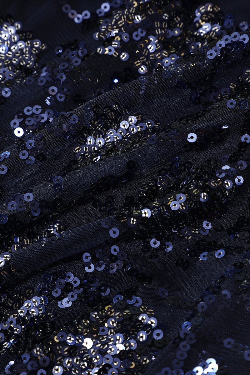 Load image into Gallery viewer, Mermaid Sparkly Navy Long Formal Dress with Sequins