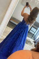 Load image into Gallery viewer, Sparkly Royal Blue Long Formal Dress with Pockets