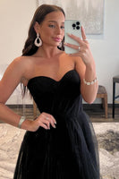 Load image into Gallery viewer, Black Sweetheart Tulle A-Line Formal Dress