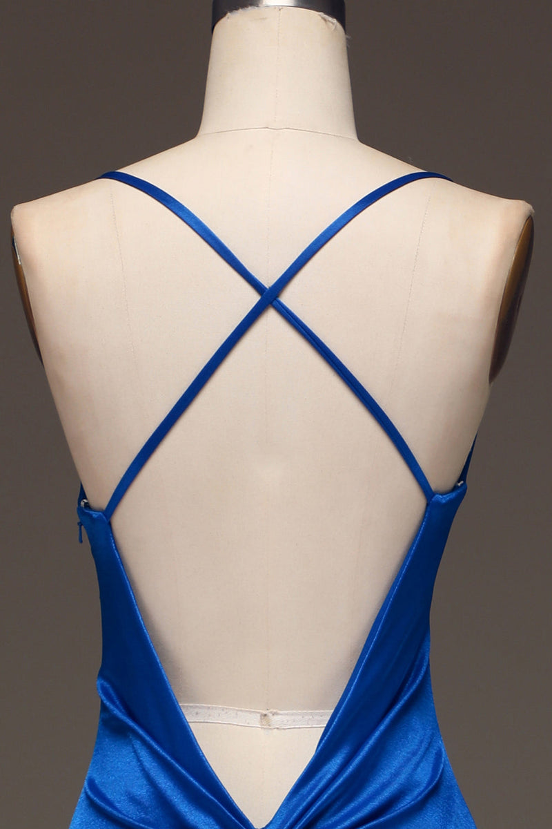 Load image into Gallery viewer, Simple Royal Blue Satin Mermaid Long Formal Dress