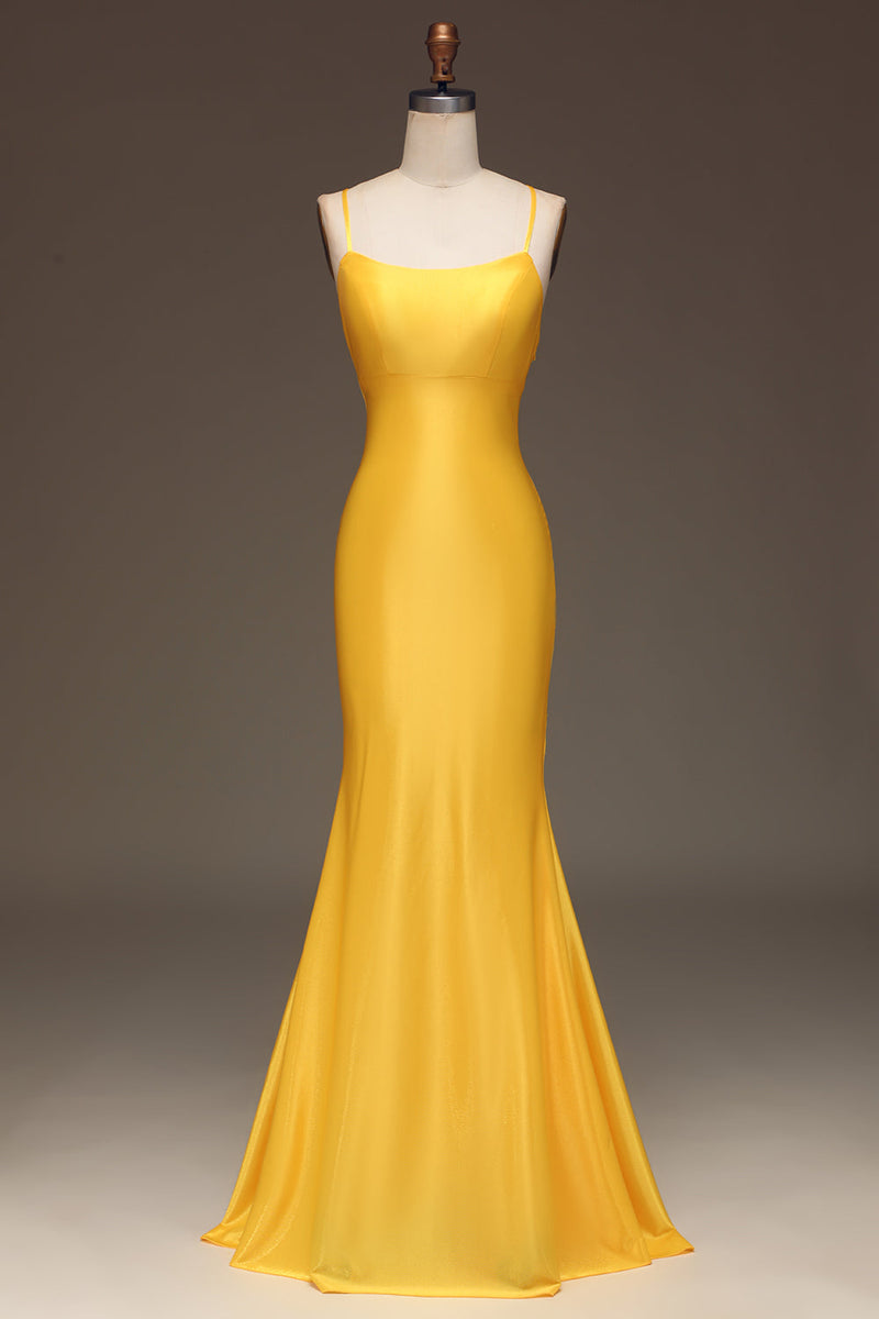 Load image into Gallery viewer, Simple Royal Blue Satin Mermaid Long Formal Dress