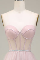 Load image into Gallery viewer, Tulle Sweetheart Light Pink Formal Dress with Corset